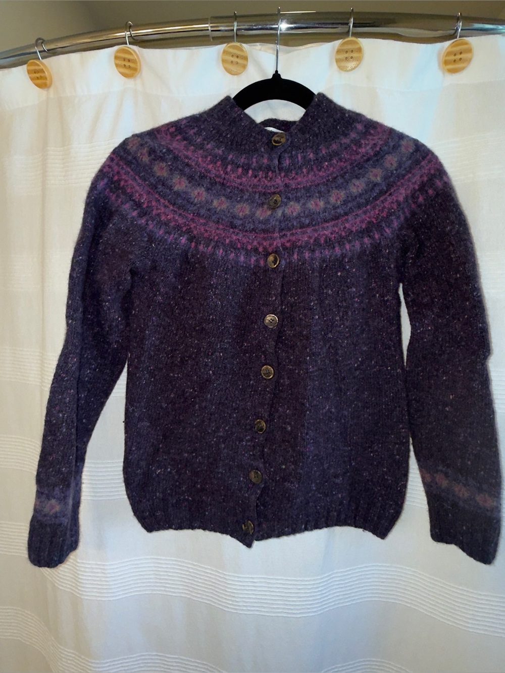 Harley of Scotland 100% Merino Wool Purple Cardigan